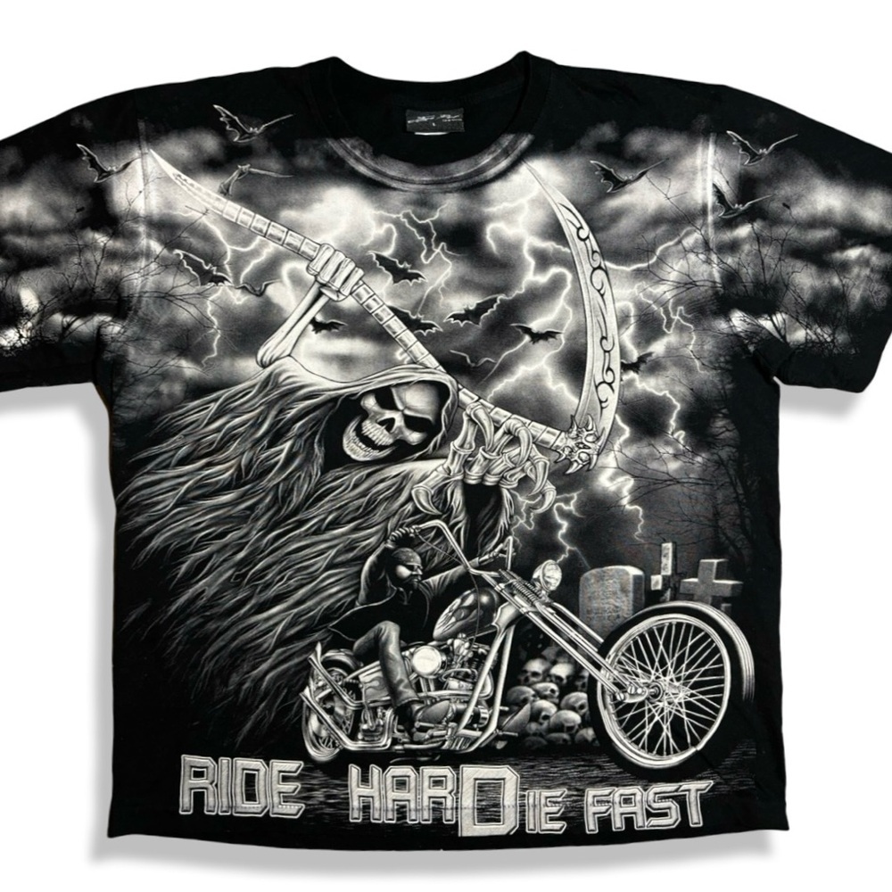 Vintage Y2K AOP Biker T-Shirt